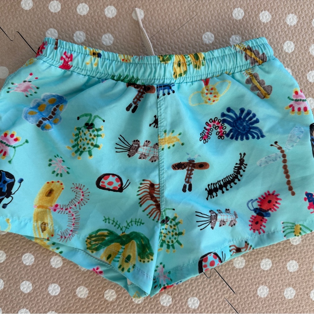 Bobo Choses Kids Swim Shorts in Aqua with Multicolor bug all over Print